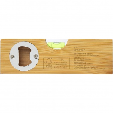 Logo trade promotional gifts picture of: Flush bamboo spirit level with bottle opener