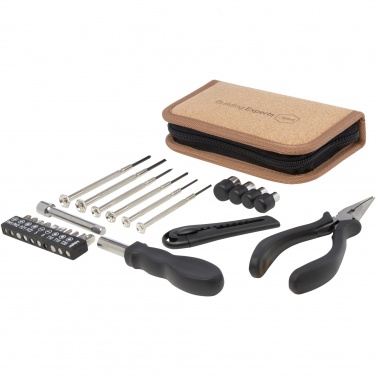 Logotrade promotional item picture of: Spike 24-piece RCS recycled plastic tool set with cork pouch