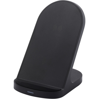Logotrade promotional gift picture of: Loop 15W dual coil RCS recycled plastic wireless charging stand