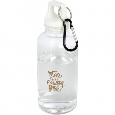 Logotrade promotional merchandise picture of: Oregon 400 ml RCS certified recycled plastic water bottle with carabiner