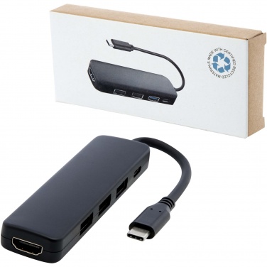 Logotrade corporate gift image of: Loop RCS recycled plastic multimedia adapter USB 2.0-3.0 with HDMI port