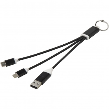 Logo trade corporate gift photo of: Metal 4-in-1 recycled aluminium charging cable with keychain