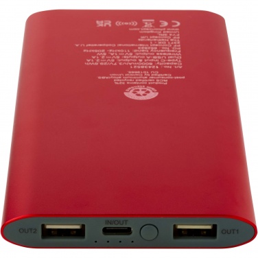 Logo trade promotional items picture of: Juice 8000 mAh Type-C recycled aluminium wireless power bank