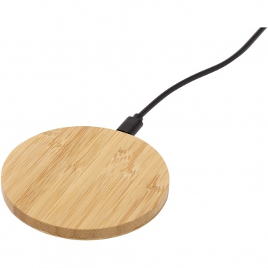 Logo trade promotional items image of: Essence 15W bamboo wireless charging pad