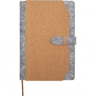 Logo trade business gifts image of: Viviana A5 recycled felt and cork notebook