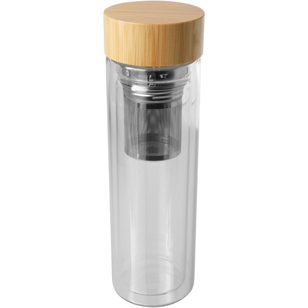Logo trade promotional giveaways picture of: Bailey 400 ml borsilicate glass infuser bottle with bamboo lid