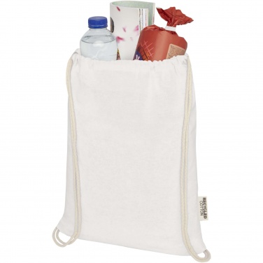 Logo trade promotional giveaway photo of: Oregon 140 g/m² GRS recycled cotton drawstring bag