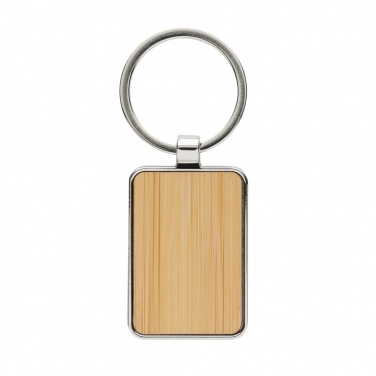 Logotrade promotional item picture of: RCS recycled zinc alloy rectangle keychain with bamboo