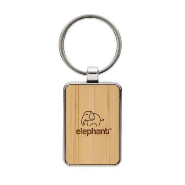 Logo trade promotional products picture of: RCS recycled zinc alloy rectangle keychain with bamboo