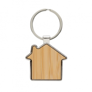 Logo trade promotional items image of: RCS recycled zinc alloy house keychain with bamboo