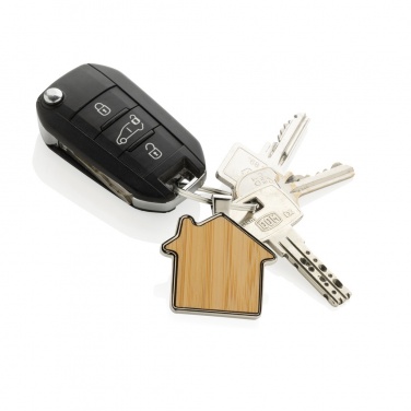 Logotrade promotional gift image of: RCS recycled zinc alloy house keychain with bamboo