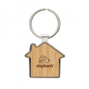 Logotrade promotional item picture of: RCS recycled zinc alloy house keychain with bamboo