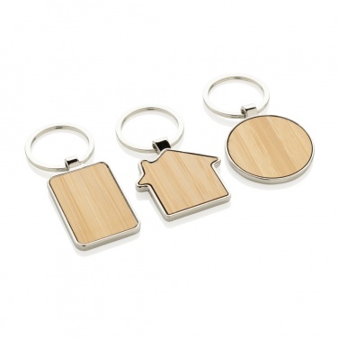 Logotrade promotional gift picture of: RCS recycled zinc alloy house keychain with bamboo