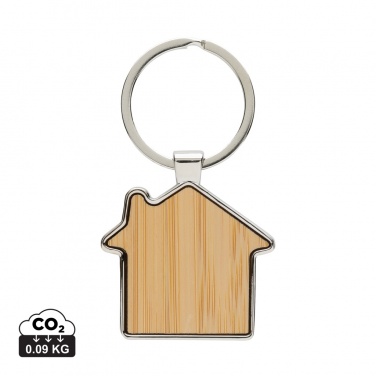 Logotrade corporate gift image of: RCS recycled zinc alloy house keychain with bamboo