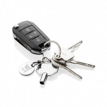 Logo trade promotional products image of: RCS recycled zinc alloy radiator key keychain with coin