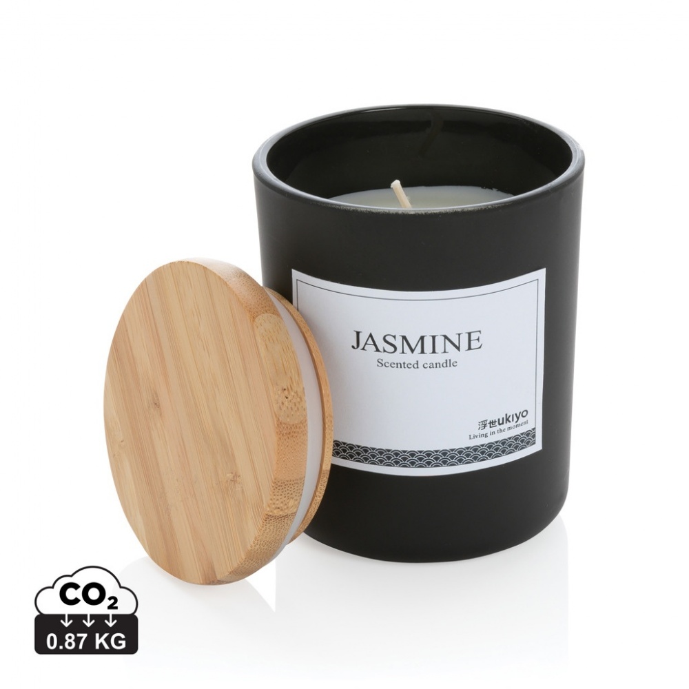 Logo trade advertising product photo of: Ukiyo deluxe scented candle with bamboo lid