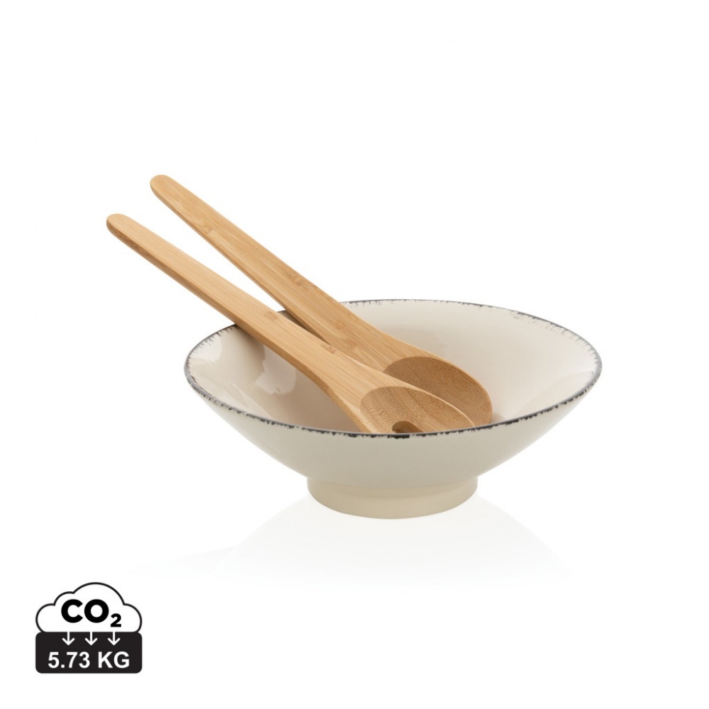 Logo trade promotional merchandise image of: Ukiyo salad bowl with bamboo salad server