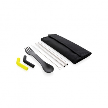 Logo trade promotional merchandise photo of: Tierra 2pcs straw and cutlery set in pouch