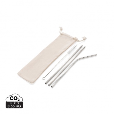 Logo trade corporate gift photo of: Reusable stainless steel 3 pcs straw set