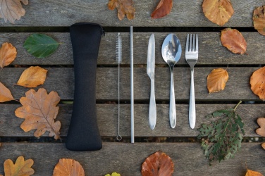 Logotrade promotional gift picture of: 4 PCS stainless steel re-usable cutlery set