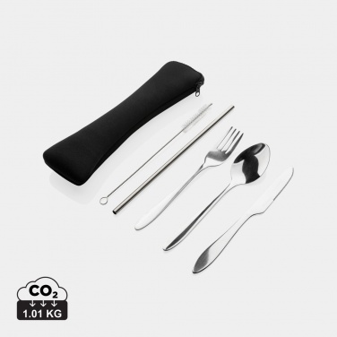 Logo trade promotional giveaways picture of: 4 PCS stainless steel re-usable cutlery set