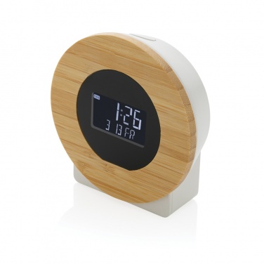 Logo trade promotional gifts picture of: Utah RCS rplastic and bamboo LCD desk clock
