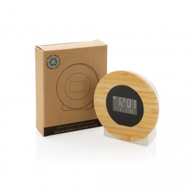 Logotrade promotional merchandise photo of: Utah RCS rplastic and bamboo LCD desk clock