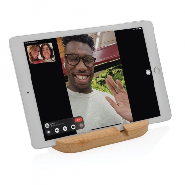 Logo trade business gifts image of: Bamboo tablet and phone holder
