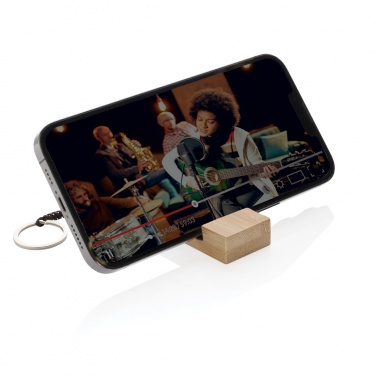 Logotrade promotional merchandise picture of: Standkey bamboo keychain phone stand