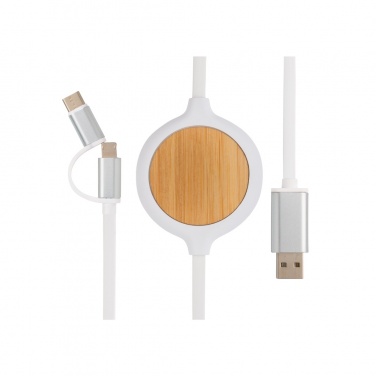 Logotrade corporate gifts photo of: 3-in-1 cable with 5W bamboo wireless charger