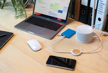Logo trade advertising product photo of: 3-in-1 cable with 5W bamboo wireless charger