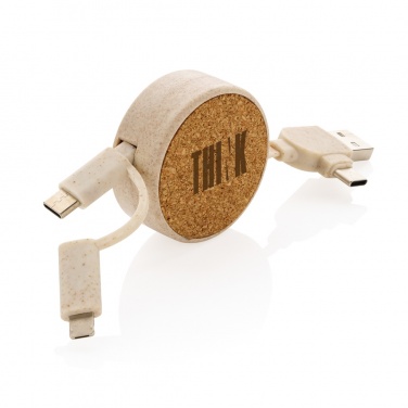 Logotrade promotional giveaway picture of: Cork and Wheat 6-in-1 retractable cable