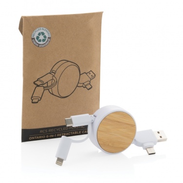 Logotrade corporate gifts photo of: RCS recycled plastic Ontario 6-in-1 retractable cable