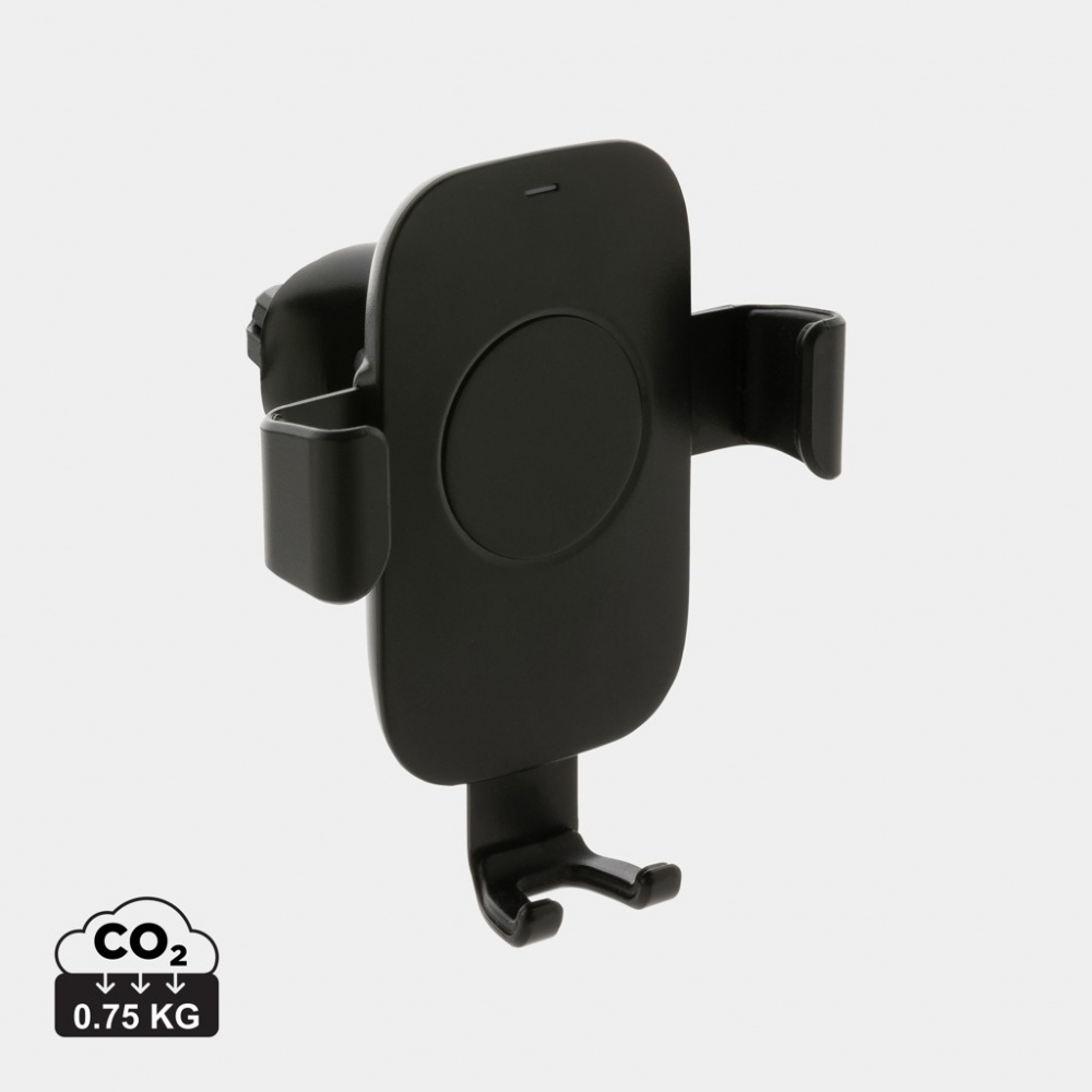 Logo trade corporate gifts image of: RCS recycled plastic 10W wireless charging car holder