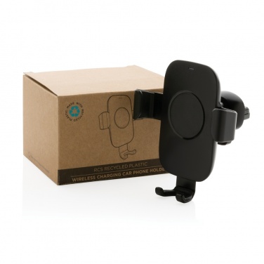 Logo trade promotional giveaways image of: RCS recycled plastic 10W wireless charging car holder