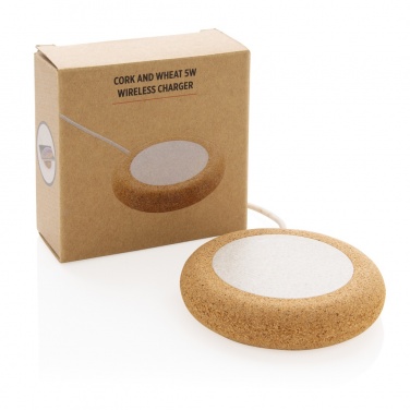 Logo trade advertising products image of: Cork and Wheat 5W wireless charger