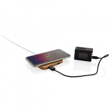 Logo trade promotional giveaway photo of: Bamboo 5W wireless charger with USB