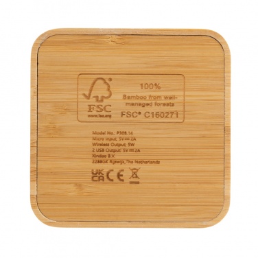 Logotrade advertising product picture of: Bamboo 5W wireless charger with USB
