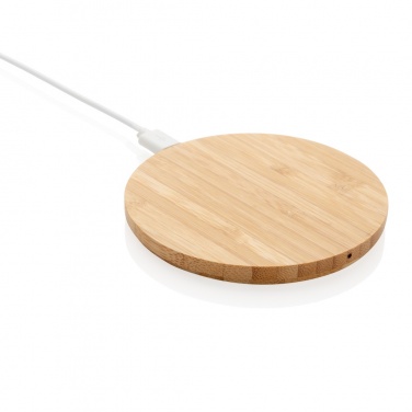 Logo trade promotional products image of: Bamboo 5W round wireless charger