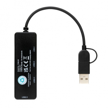 Logo trade promotional products image of: RCS recycled plastic USB hub with dual input