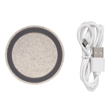 Logo trade promotional products image of: Wheat Straw 5W round wireless charging pad