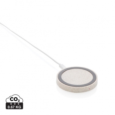 Logotrade promotional gift picture of: Wheat Straw 5W round wireless charging pad