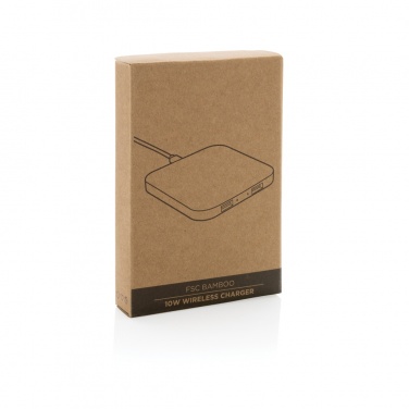 Logo trade promotional giveaways picture of: Bamboo 10W wireless charger with USB