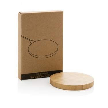 Logo trade corporate gifts image of: Bamboo 15W wireless charger