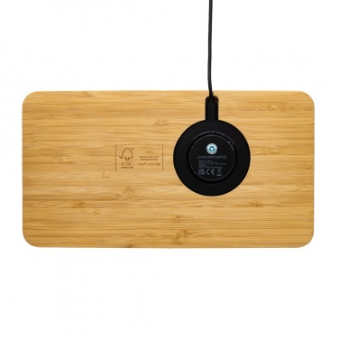 Logo trade advertising products picture of: Bamboo desk organiser 10W wireless charger
