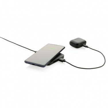 Logo trade promotional merchandise photo of: RCS recycled plastic 10W Wireless charger with USB Ports