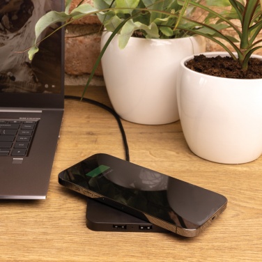 Logotrade promotional product image of: RCS recycled plastic 10W Wireless charger with USB Ports