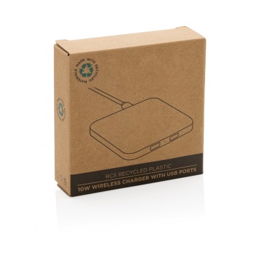 Logotrade corporate gift image of: RCS recycled plastic 10W Wireless charger with USB Ports