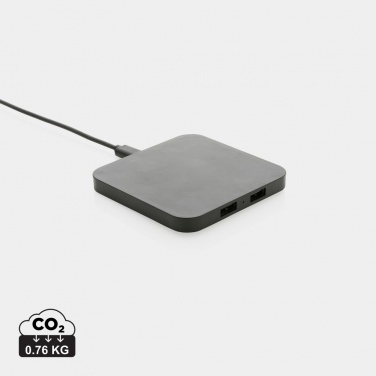 Logo trade promotional merchandise image of: RCS recycled plastic 10W Wireless charger with USB Ports