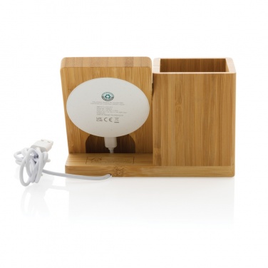 Logo trade promotional items image of: Calgary bamboo 10W wireless charger